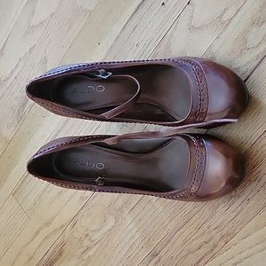 Aldo MaryJane Heels, Size 38 Eu, brown